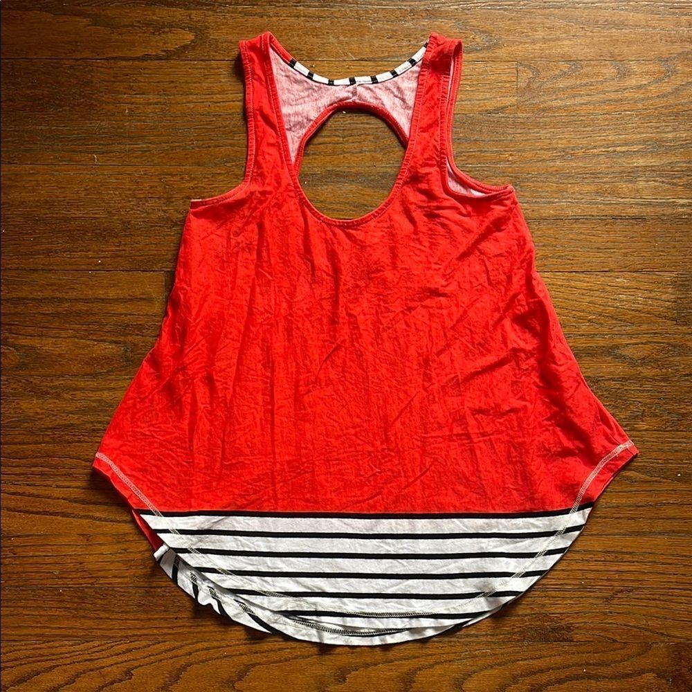 Anthropologie Deletta Red & Black and White Stripe Tank Top